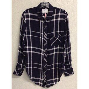 Rails Womens Plaid Print Long Sleeve Collared Button Down Shirt Blue Medium